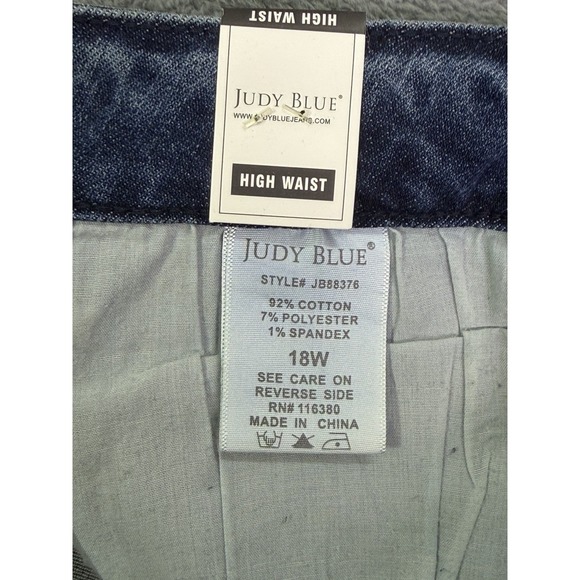 New Judy Blue Jeans Womens 18W Blue High Rise Super Flare Embroidered Stars - Picture 10 of 11